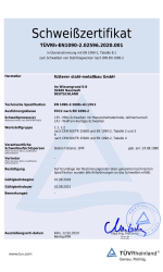 Schweißzertifikat nach DIN EN 1090 vom TÜV Rheinland