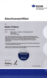 Abschlusszertifikat Gefährdungsbeurteilung der BGHM